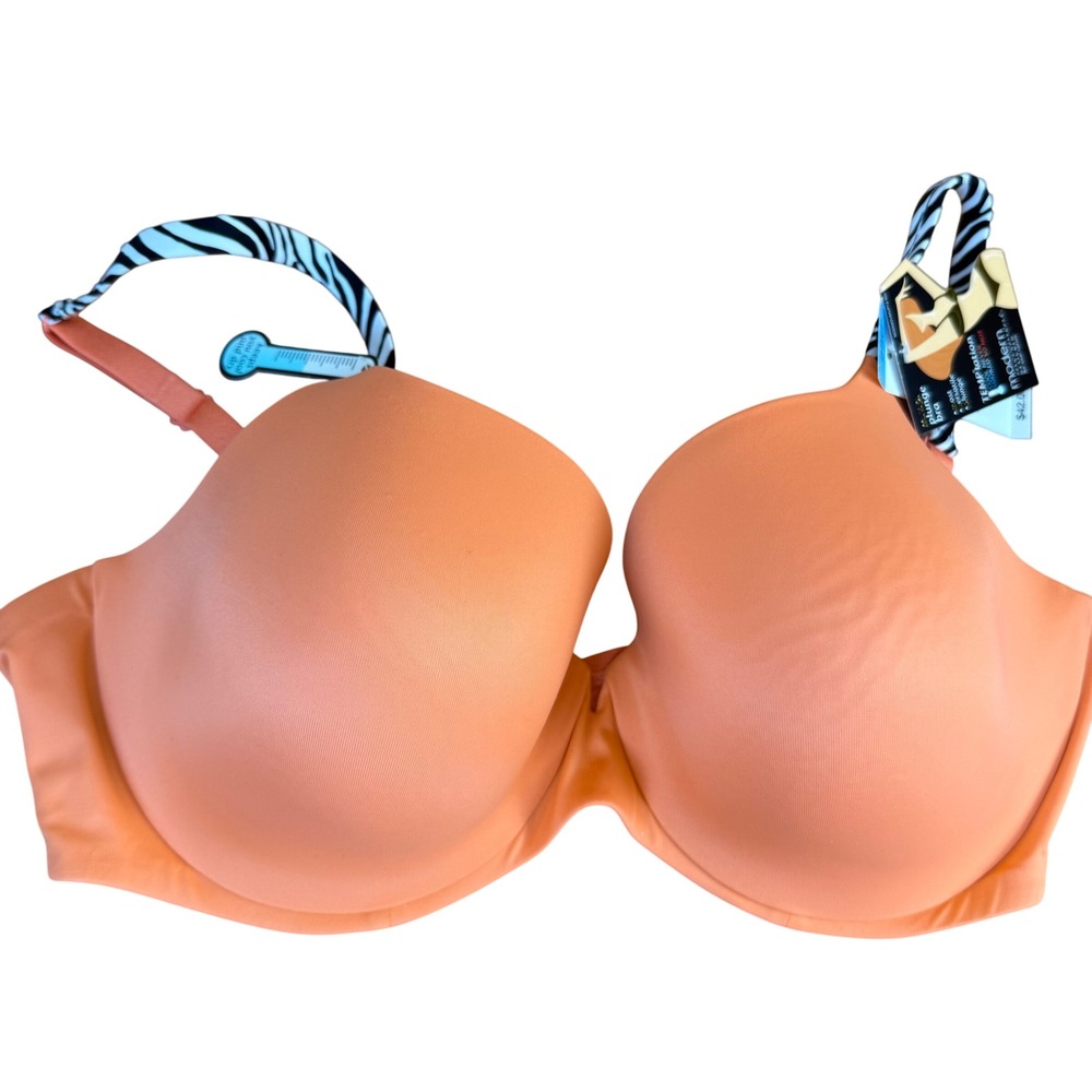 SALE Modern Movement MVP Plunge‎ Bra Coral Orange 38C Built-in Support Zebra